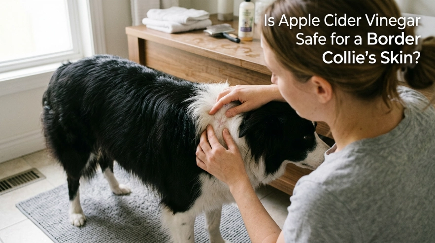 Border Collie getting a quick waterless cleanup after a dusty outdoor walk.