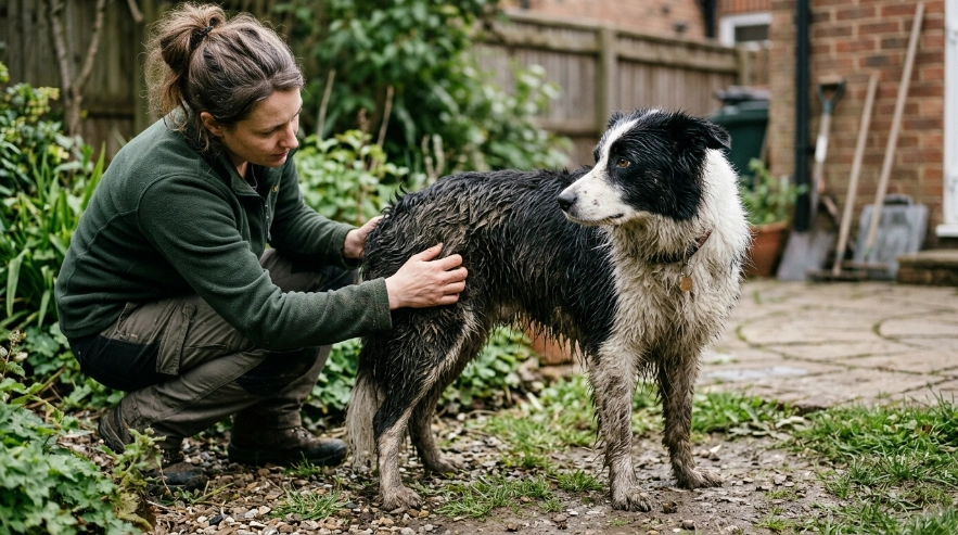 Border Collie double coat grooming preparation