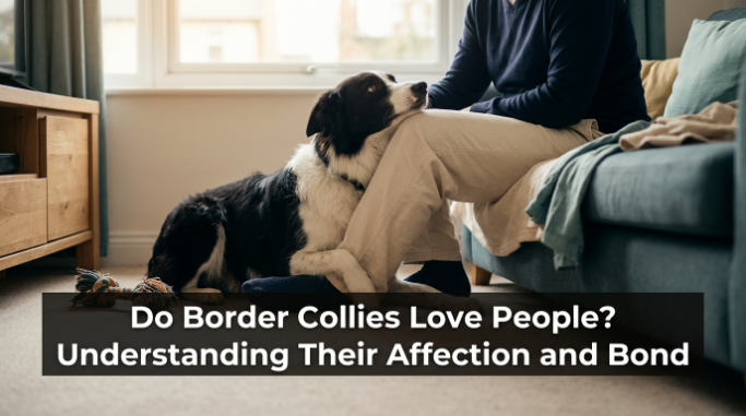 Do Border Collies love people? Border Collie rests affectionately beside its owner at home.