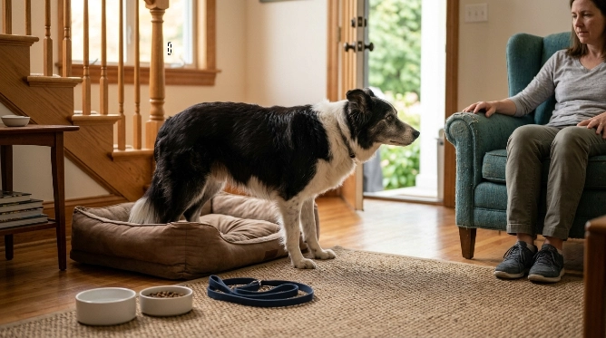 What physical signs show that a Border Collie is getting older?