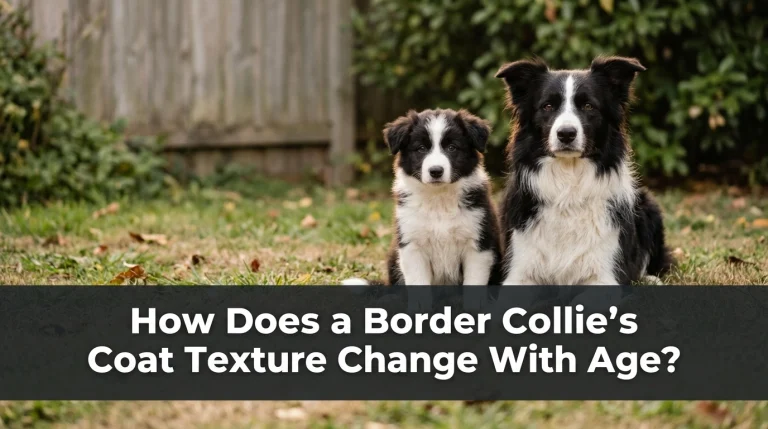 Border Collie puppy and adult dog showing differences in coat texture with age