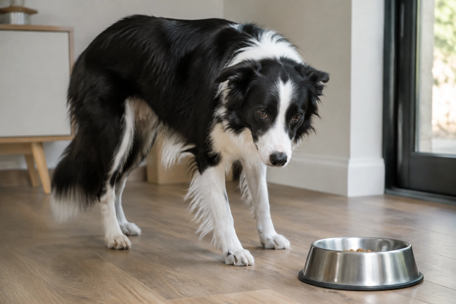Border Collie pacing and refusing food as a warning sign