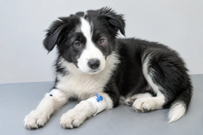 Border Collie puppy showing early illness warning signs