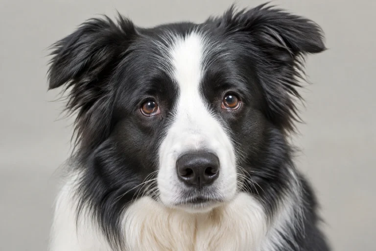 Border Collie with watery eyes showing mild teariness