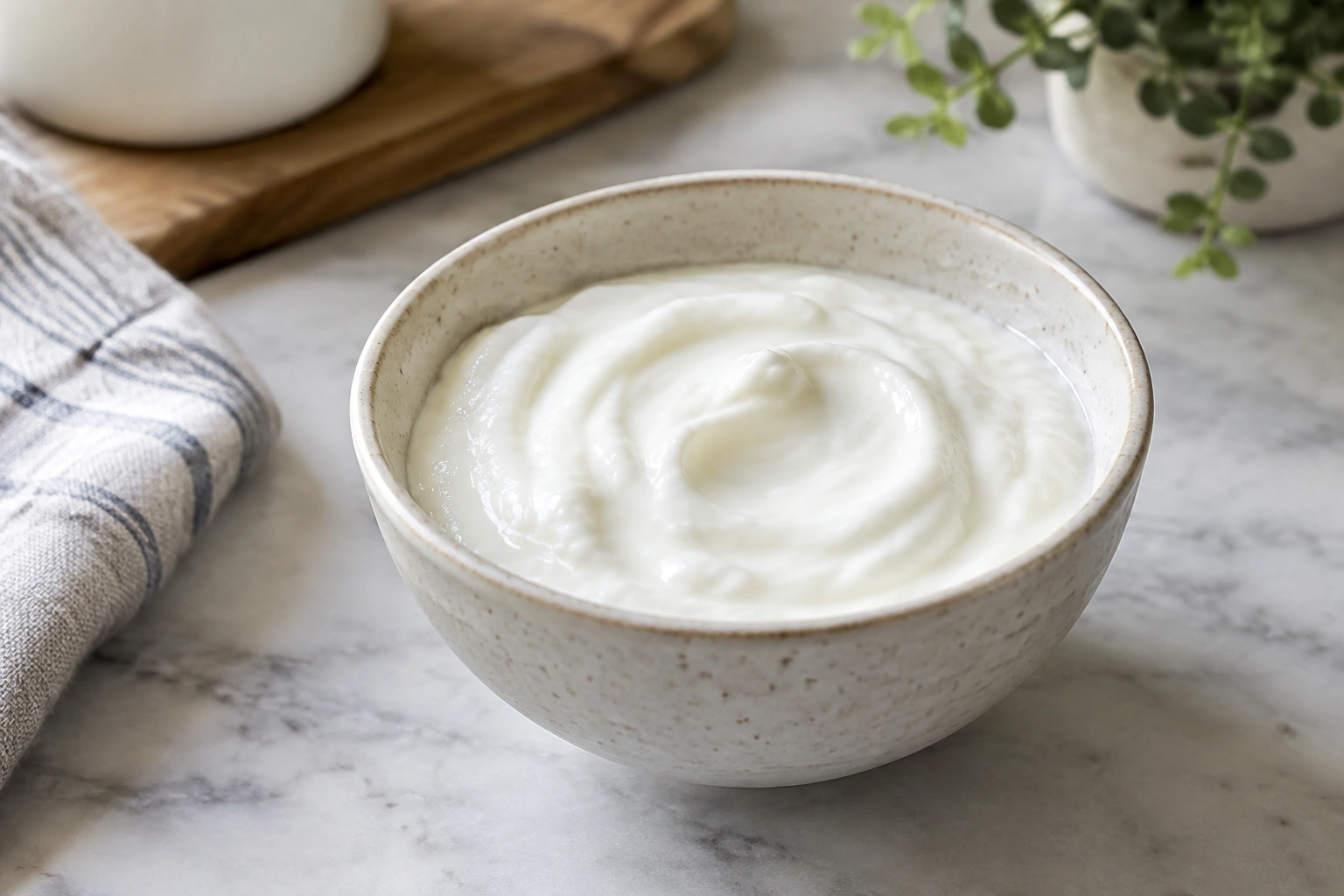 A bowl of plain unsweetened yogurt as a dog-safe treat example
