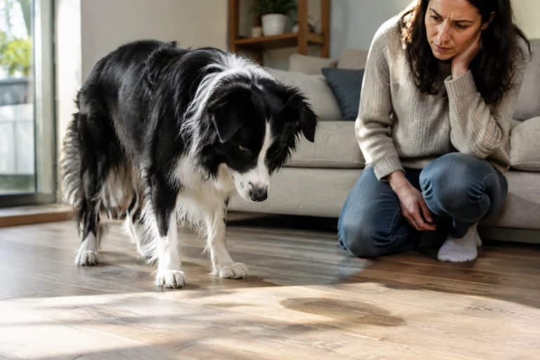 Border Collie showing repetitive shadow chasing behavior