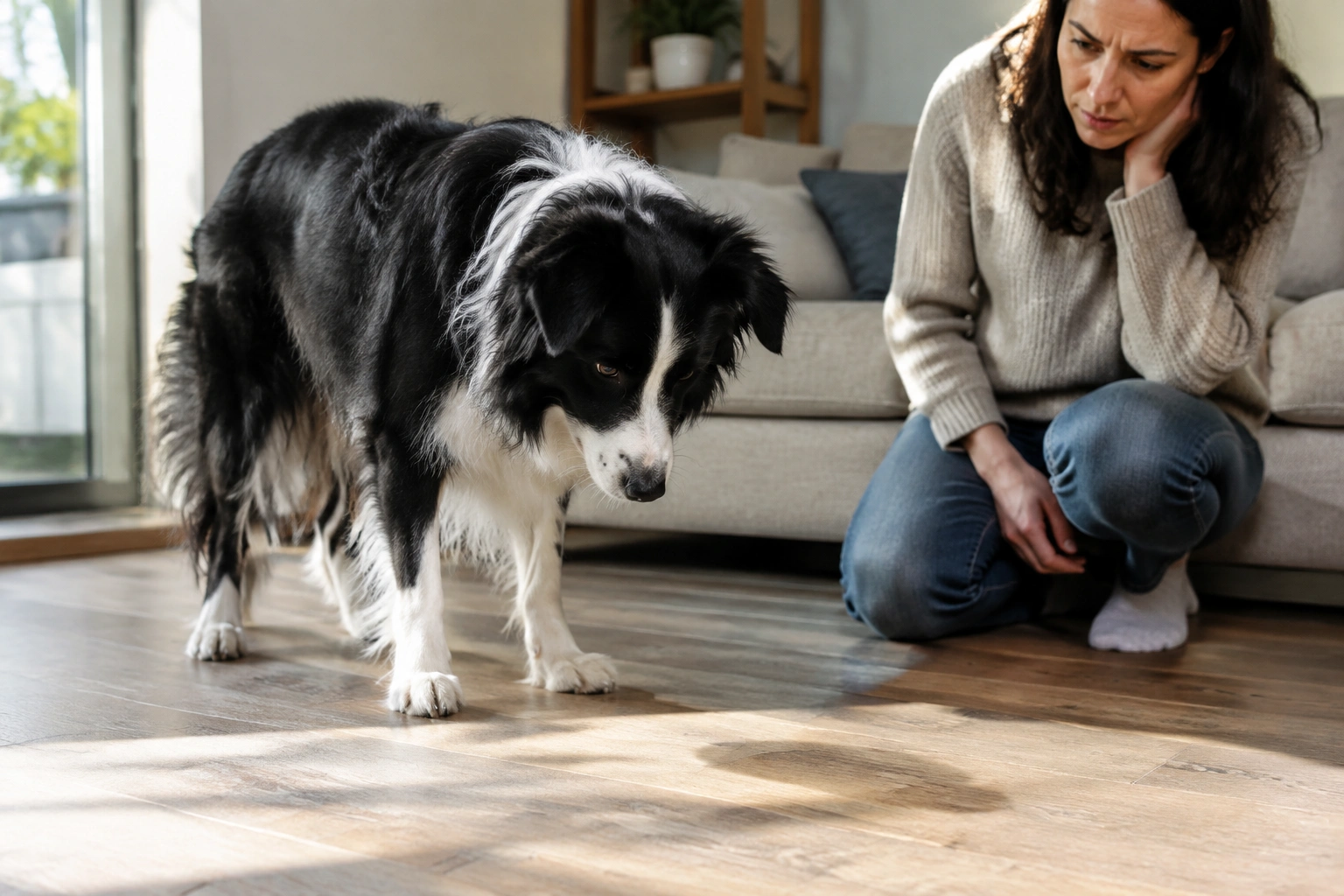 Border Collie showing repetitive shadow chasing behavior