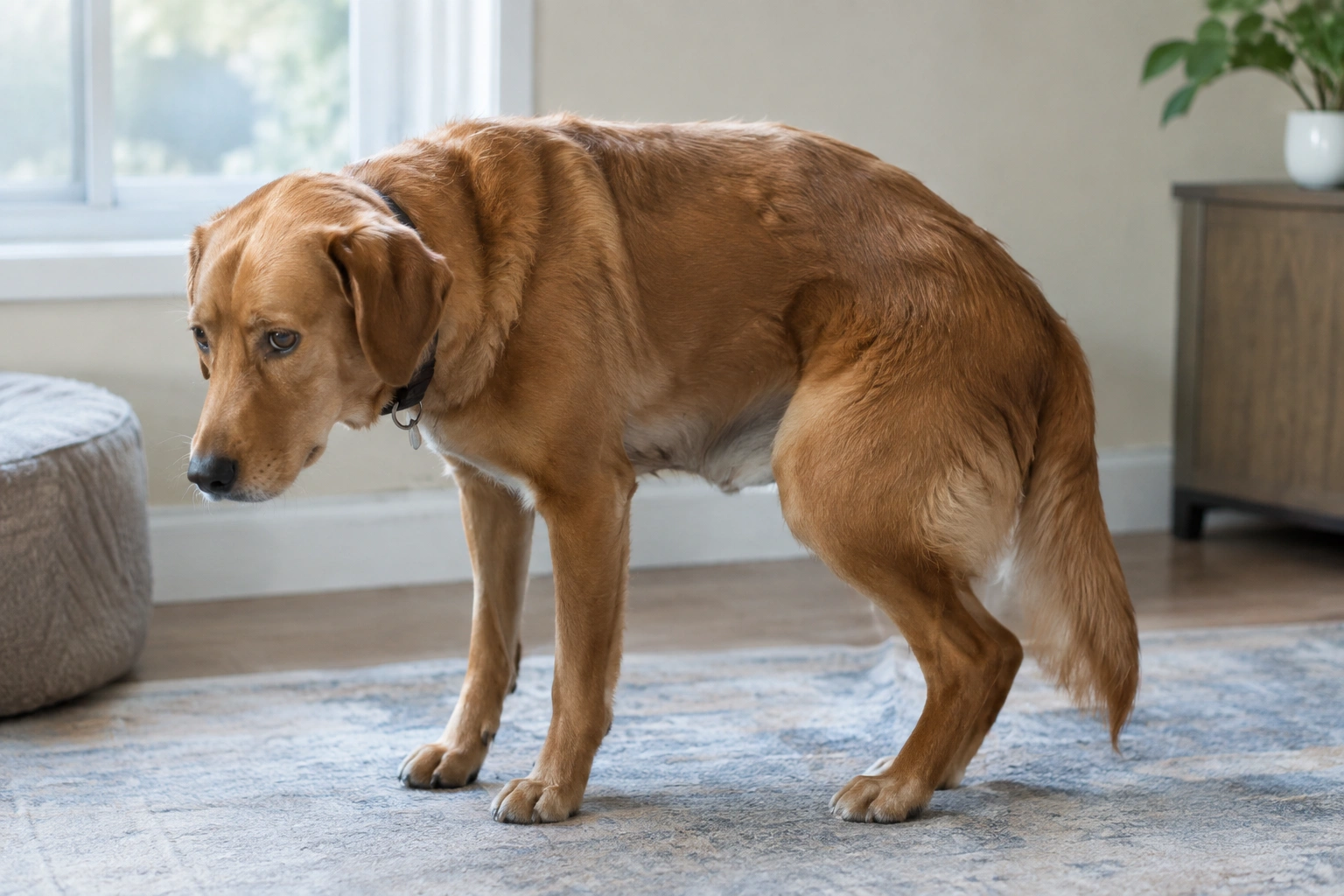 Dog showing signs of abdominal discomfort