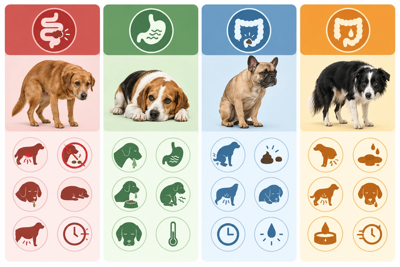Comparison chart showing blockage versus upset stomach, constipation, and diarrhea