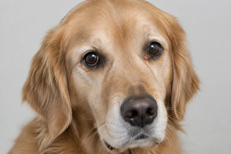 Dog with small light brown eye crusts in the morning