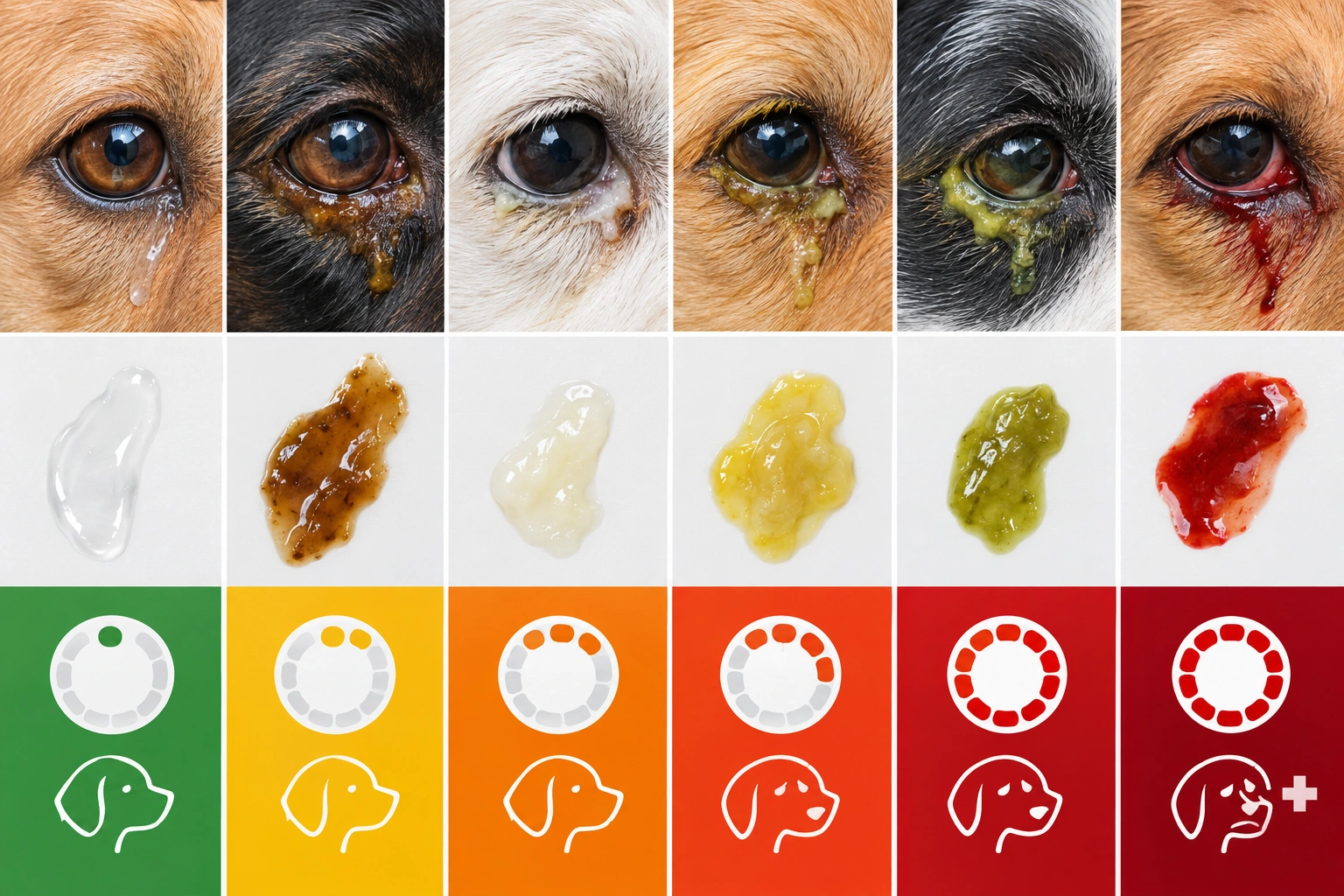 comparison chart of dog eye discharge colors and meanings