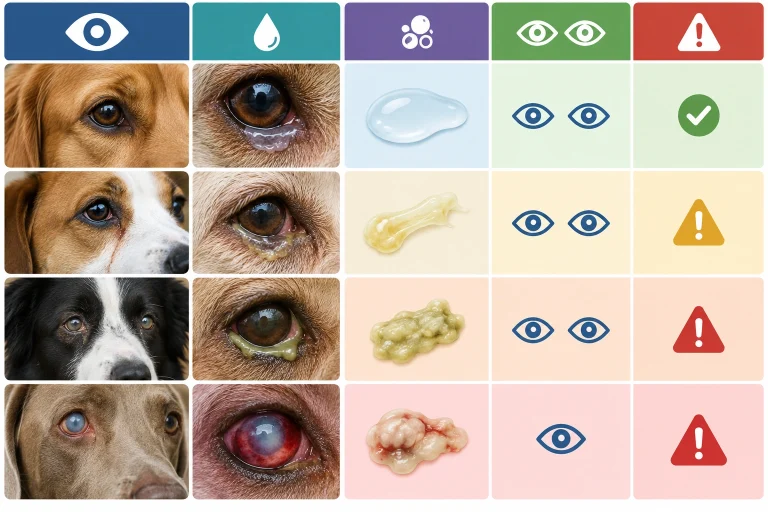 Comparison table for normal and concerning dog eye discharge