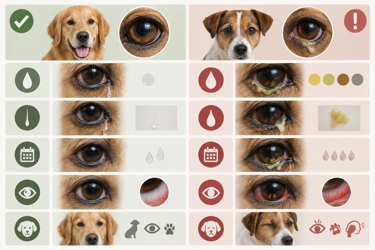 Dog eye discharge normal versus concerning signs chart