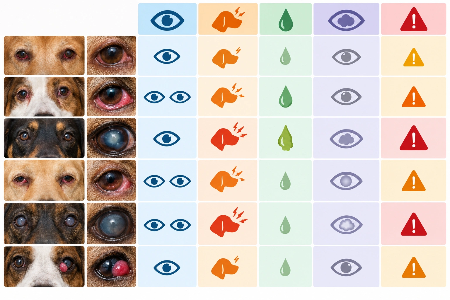 Comparison chart for dog eye redness causes and urgency