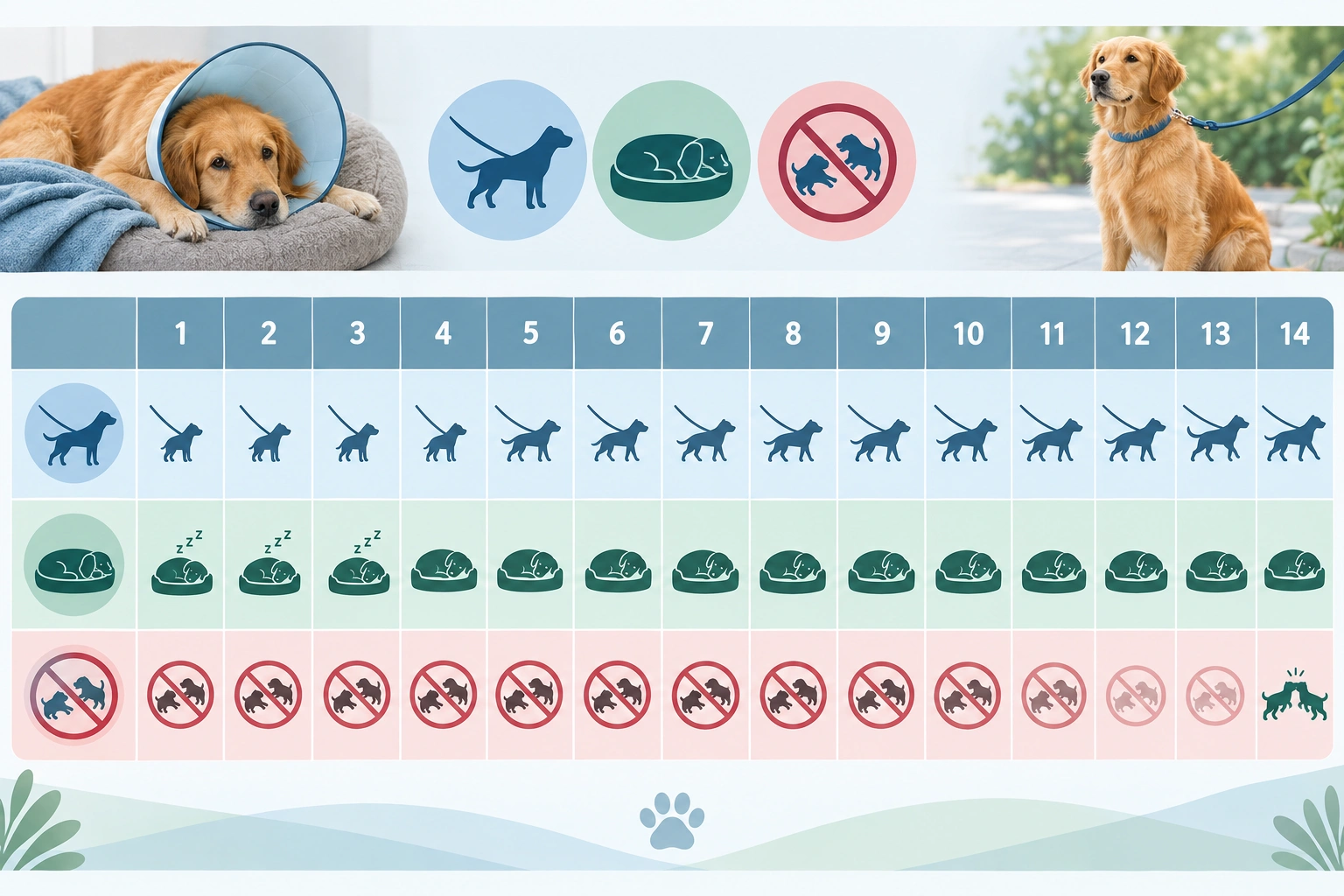 Dog recovery timeline after neutering with allowed and restricted activities