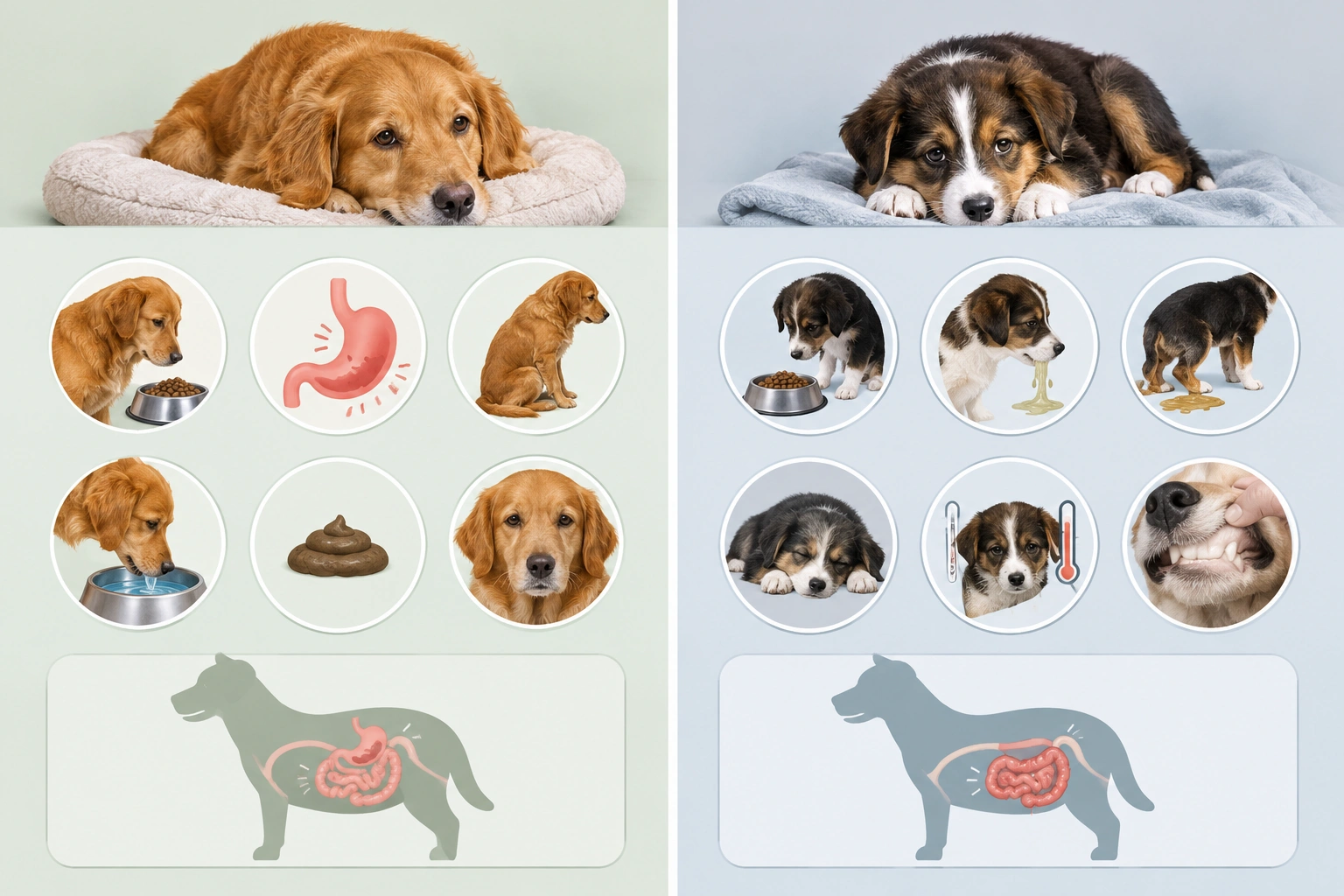 Comparison chart of parvo symptoms versus mild stomach upset