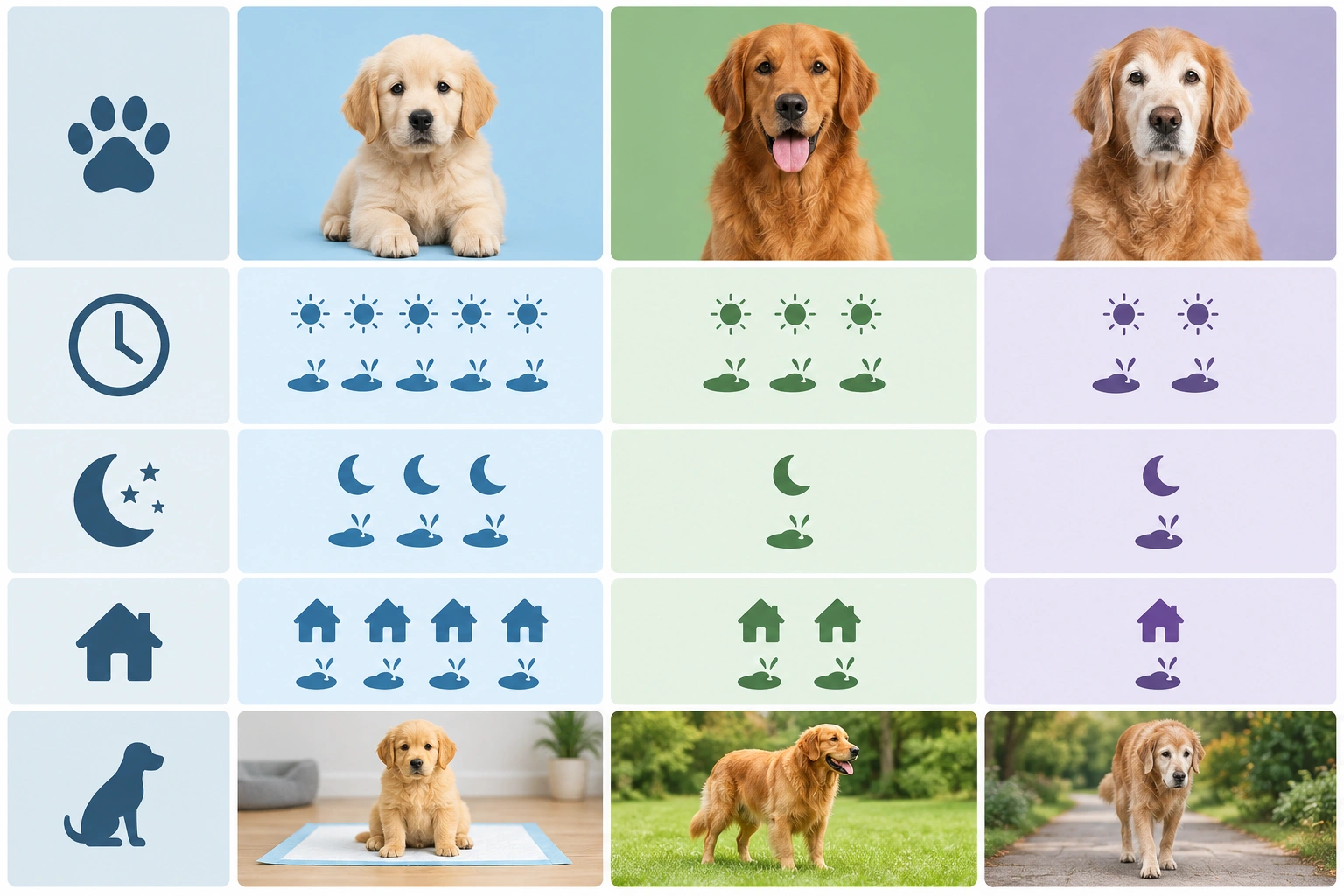 Comparison of dog pee frequency by age group