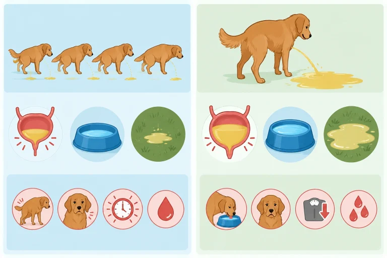 Dog frequent urination versus increased urine volume comparison chart
