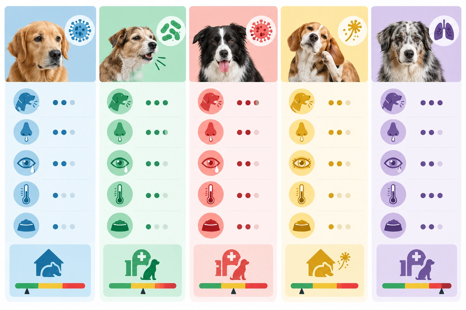 Comparison chart for dog cold kennel cough flu allergies and pneumonia