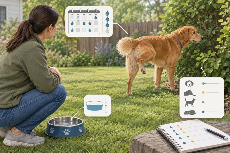 Female dog urination monitoring checklist concept