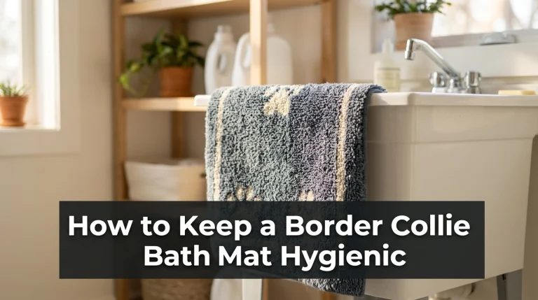 Clean home laundry space with a fresh pet bath mat representing how to keep a Border Collie bath mat hygienic.