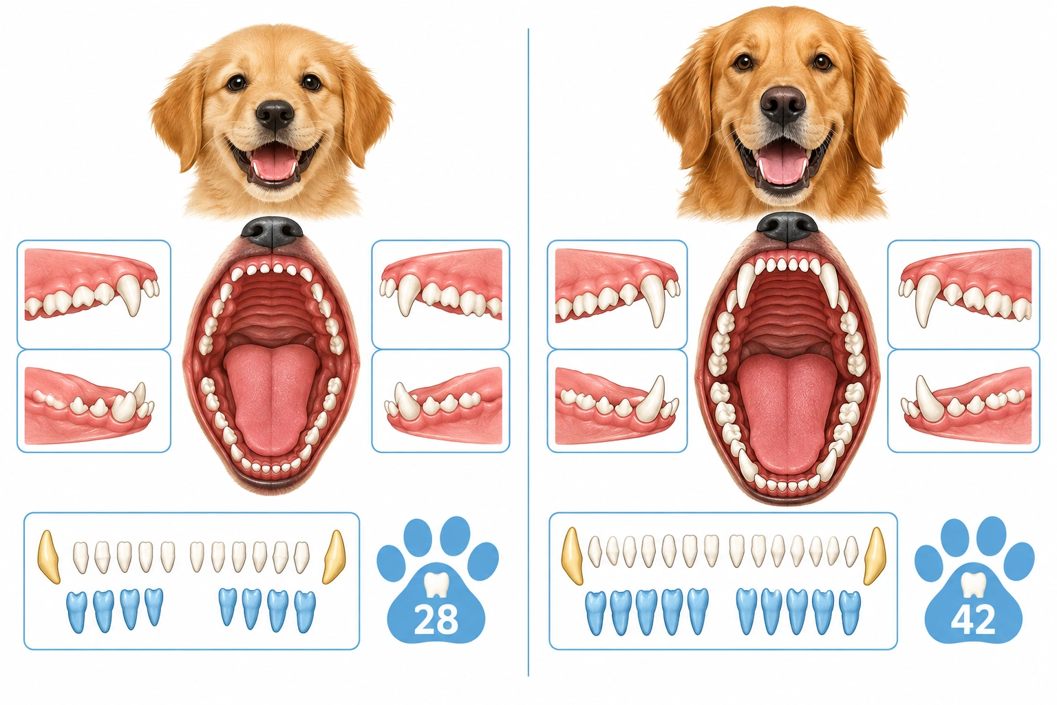 comparison of puppy teeth versus adult dog teeth