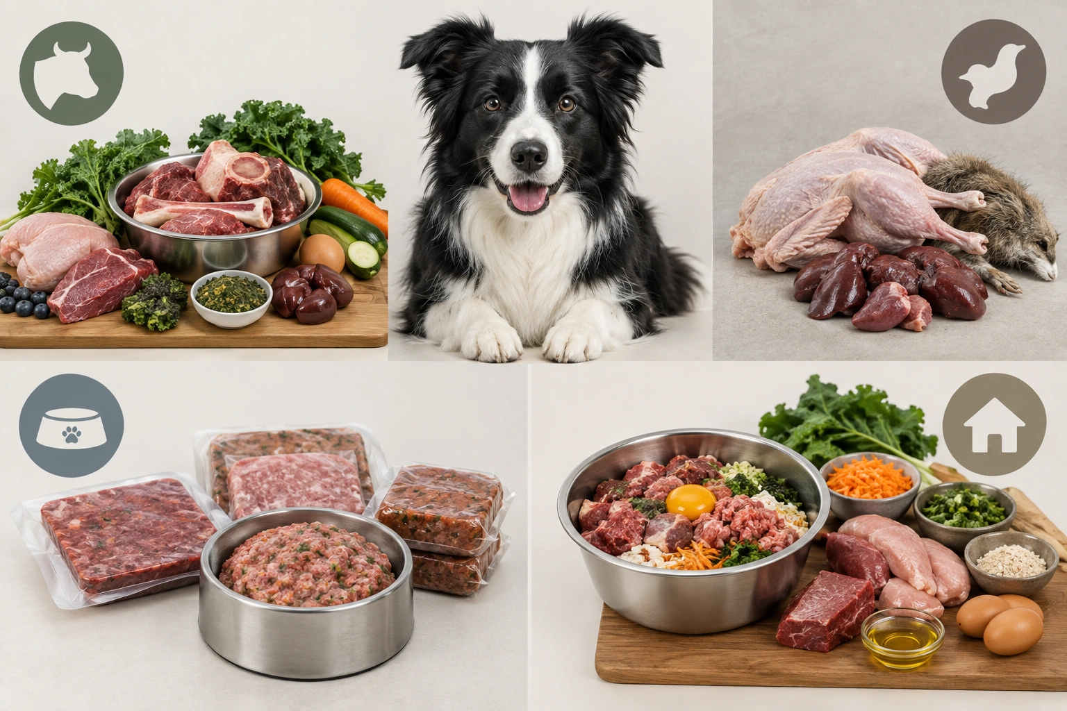 Border Collie raw feeding comparison chart concept