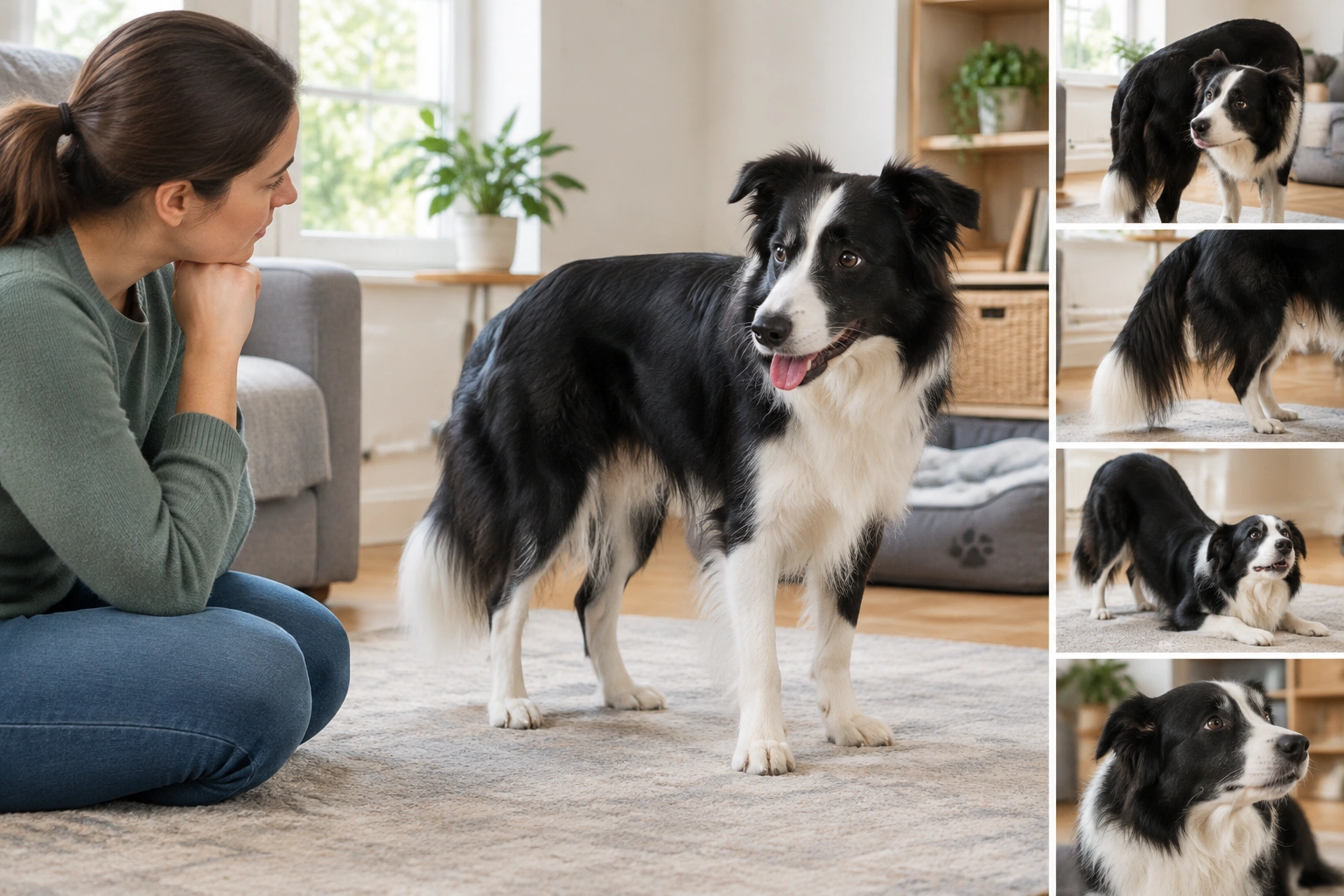 Border Collie owner checking a spayed dog for heat-like signs