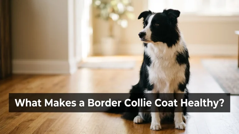 A healthy Border Collie sitting in a sunlit room showcasing a clean, resilient coat.